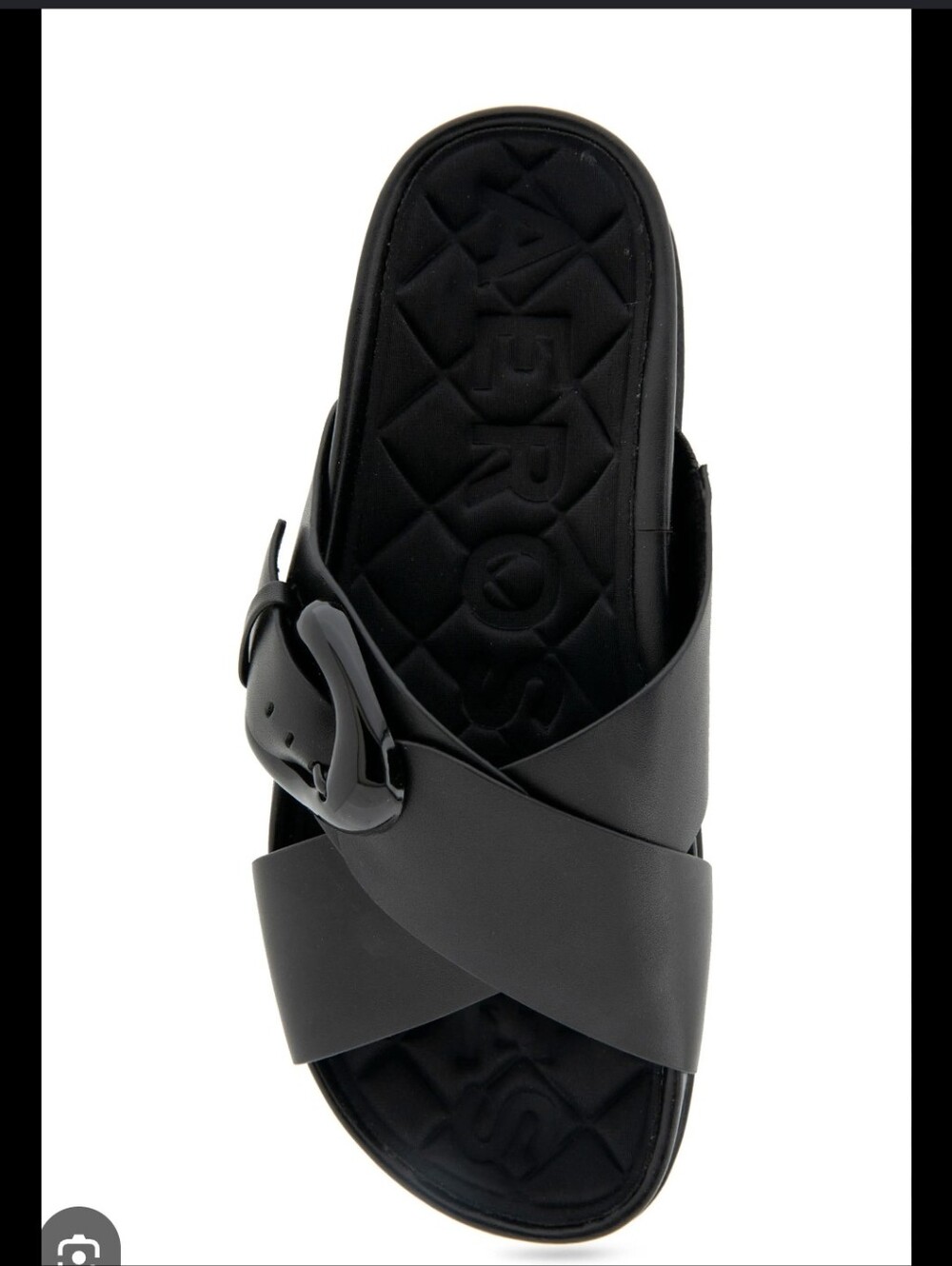 Aerosoles Black Cross-Strap Slide Sandals with Buckle Size 7.5
